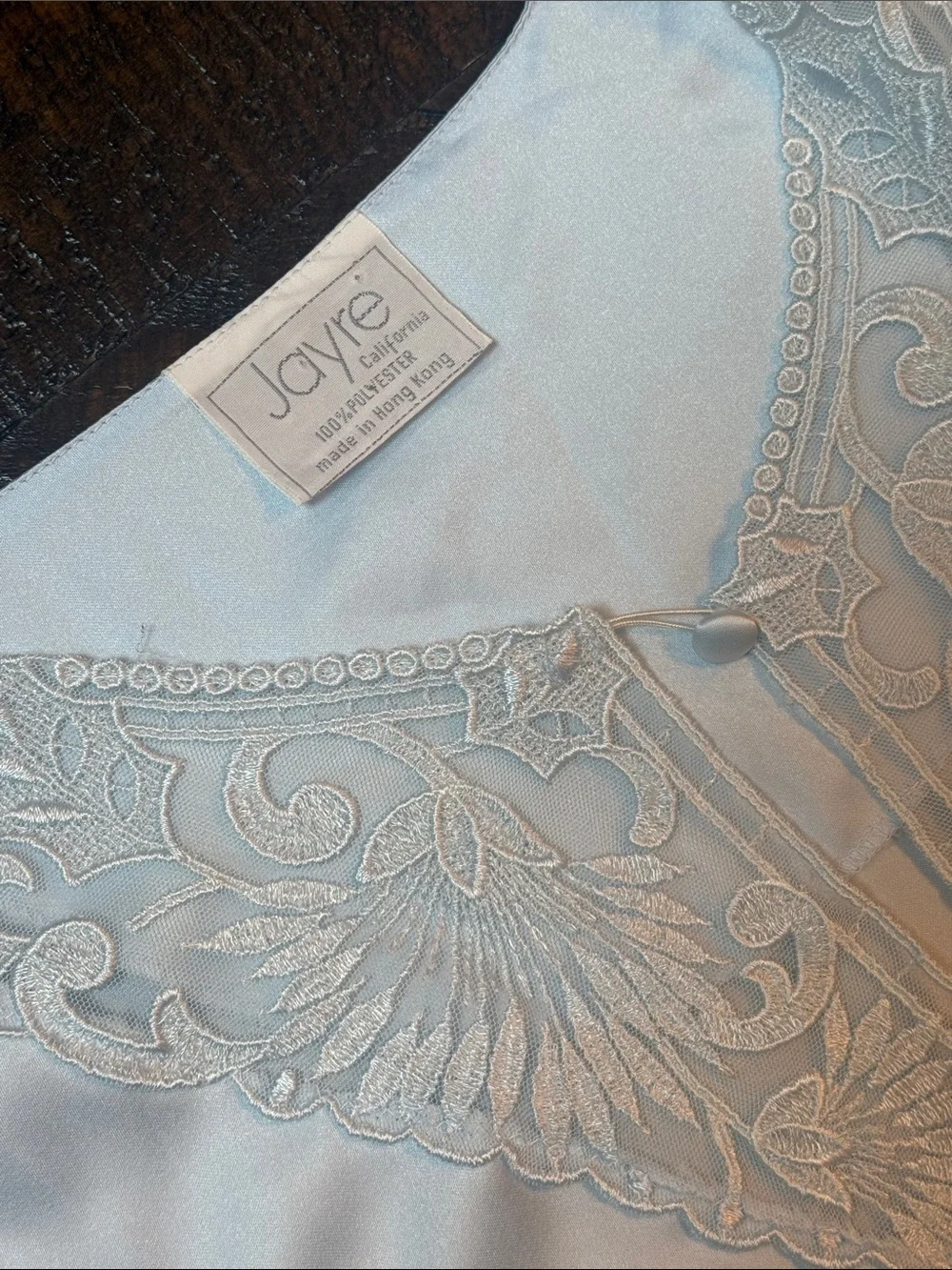 Vintage Jayre California Satin Nightgown Lace Blue L‎